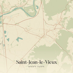 Fototapeta premium Vintage map of Saint-Jean-le-Vieux, France.