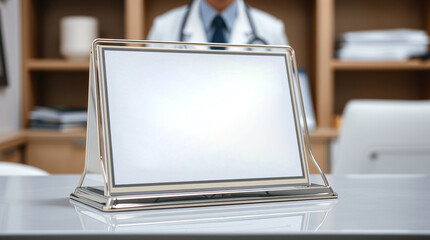 A medical chart holder with empty slots in a doctor's office