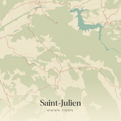 Obraz premium Vintage map of Saint-Julien, France.