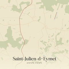 Obraz premium Vintage map of Saint-Julien-d'Eymet, France.