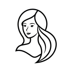 Minimalist Line Art Portrait of a Woman. Elegant Black and White Illustration
