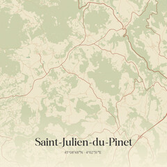 Fototapeta premium Vintage map of Saint-Julien-du-Pinet, France.