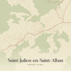 Obraz premium Vintage map of Saint-Julien-en-Saint-Alban, France.