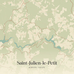 Obraz premium Vintage map of Saint-Julien-le-Petit, France.