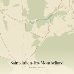 Obraz premium Vintage map of Saint-Julien-lès-Montbéliard, France.