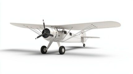 Vintage Biplane 3D Model on White Background