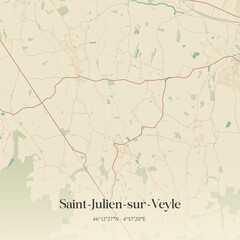Obraz premium Vintage map of Saint-Julien-sur-Veyle, France.