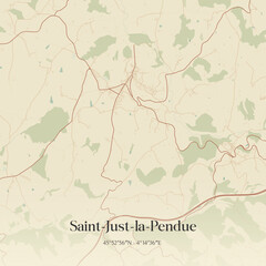 Fototapeta premium Vintage map of Saint-Just-la-Pendue, France.