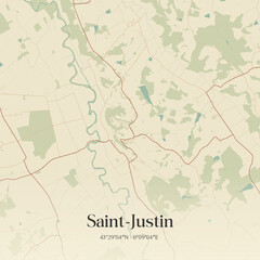 Fototapeta premium Vintage map of Saint-Justin, France.