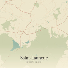 Fototapeta premium Vintage map of Saint-Launeuc, France.
