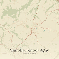 Fototapeta premium Vintage map of Saint-Laurent-d'Agny, France.