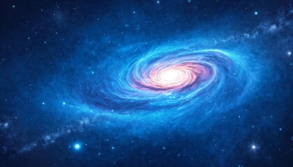 Fototapeta premium A cosmic wonderland featuring two vibrant galaxies set against a backdrop of deep blue space.