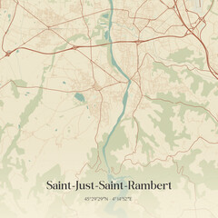 Fototapeta premium Vintage map of Saint-Just-Saint-Rambert, France.