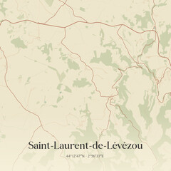 Obraz premium Vintage map of Saint-Laurent-de-Lévézou, France.