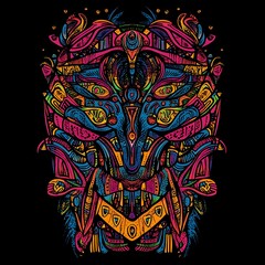 Fototapeta premium Psychedelic vibrant mask art design