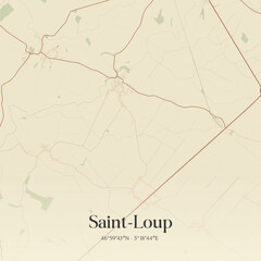 Fototapeta premium Vintage map of Saint-Loup, France.