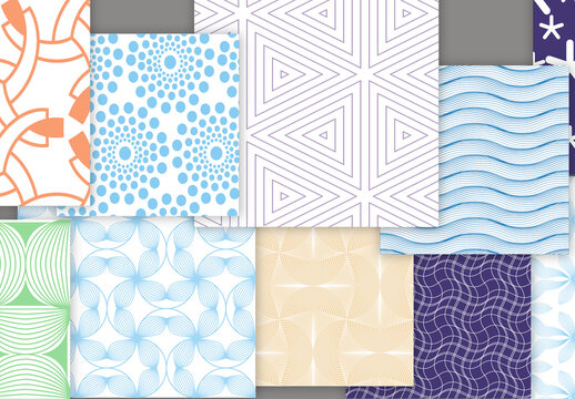 Collection of seamless geometric minimalistic patterns