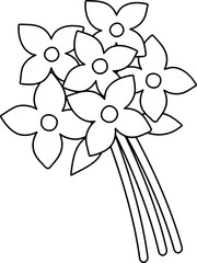 Garden bouquet outline vector.
Spring flower coloring page isolated. 
Transparent background.