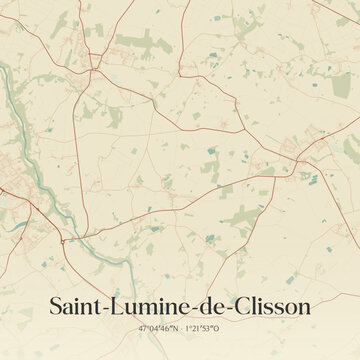 Vintage map of Saint-Lumine-de-Clisson, France.