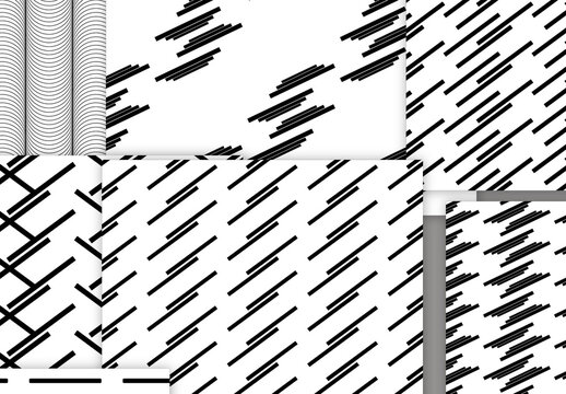 Seamless Pattern Collection with Simple Black and White Geometric Shapes
