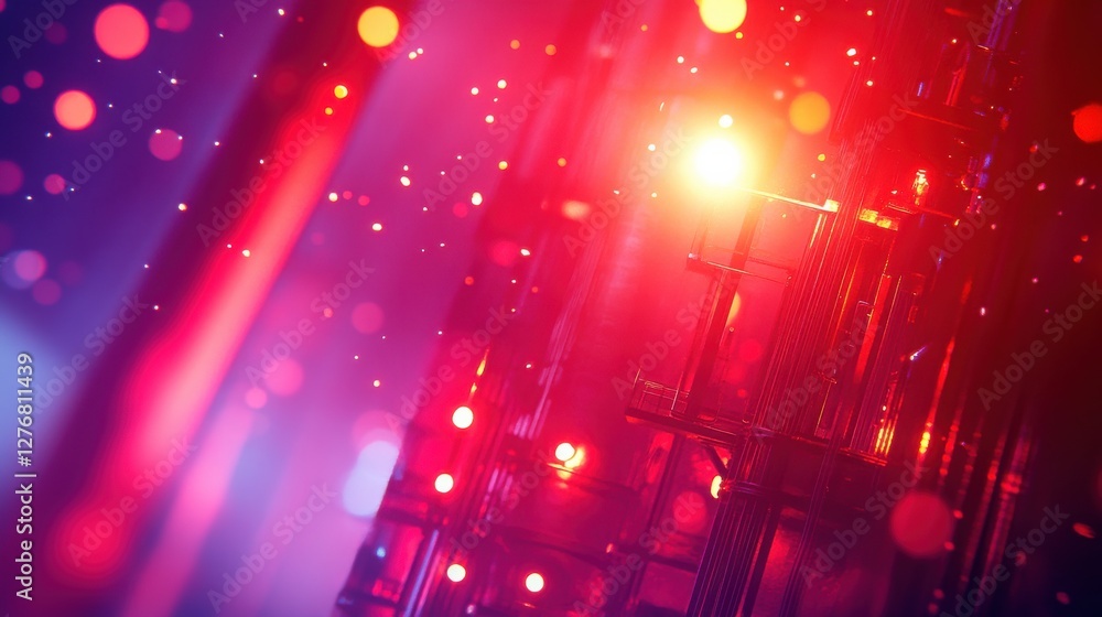 Poster abstract colorful lights and bokeh effects in a futuristic background