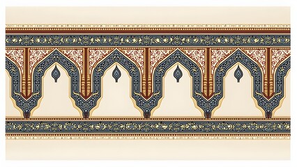 Traditional Middle Eastern Border Design with Symmetrical Arabesque Elements