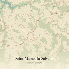 Fototapeta premium Vintage map of Saint-Mamet-la-Salvetat, France.