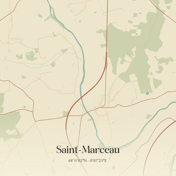 Vintage map of Saint-Marceau, France.