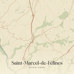 Fototapeta premium Vintage map of Saint-Marcel-de-Félines, France.