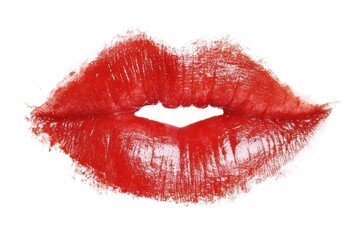 Red kiss mark cosmetics lipstick impression.