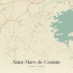 Fototapeta premium Vintage map of Saint-Mars-de-Coutais, France.
