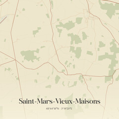 Obraz premium Vintage map of Saint-Mars-Vieux-Maisons, France.