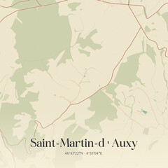 Obraz premium Vintage map of Saint-Martin-d'Auxy, France.