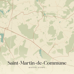 Fototapeta premium Vintage map of Saint-Martin-de-Commune, France.
