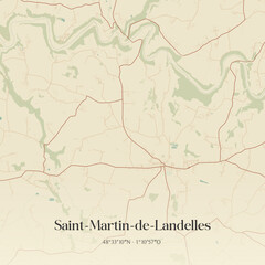 Fototapeta premium Vintage map of Saint-Martin-de-Landelles, France.