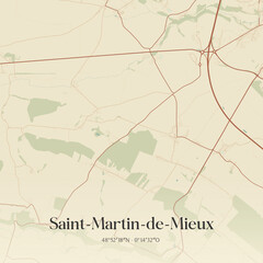 Fototapeta premium Vintage map of Saint-Martin-de-Mieux, France.
