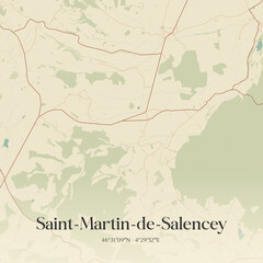 Obraz premium Vintage map of Saint-Martin-de-Salencey, France.