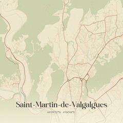 Fototapeta premium Vintage map of Saint-Martin-de-Valgalgues, France.