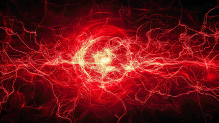 Energy shock wave, a red shock wave spreading from the central point, illuminates the entire black background