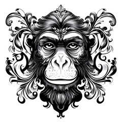 Obraz premium Ornate Chimpanzee Head Portrait