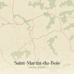 Obraz premium Vintage map of Saint-Martin-du-Bois, France.