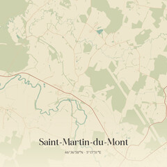 Fototapeta premium Vintage map of Saint-Martin-du-Mont, France.