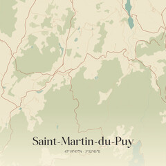 Obraz premium Vintage map of Saint-Martin-du-Puy, France.