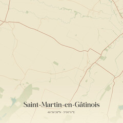 Fototapeta premium Vintage map of Saint-Martin-en-Gâtinois, France.