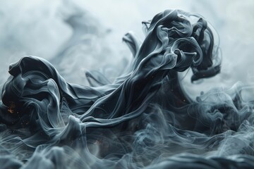 Delicate black ink curves swirl with movement, enhanced by soft light that adds depth and texture