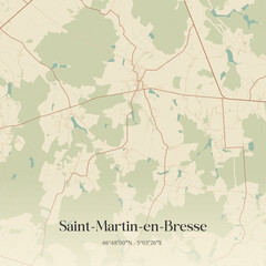 Obraz premium Vintage map of Saint-Martin-en-Bresse, France.