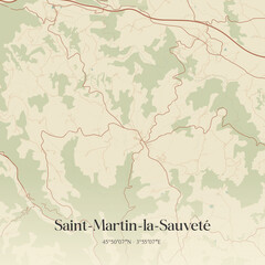 Obraz premium Vintage map of Saint-Martin-la-Sauveté, France.
