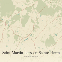 Obraz premium Vintage map of Saint-Martin-Lars-en-Sainte-Herm, France.