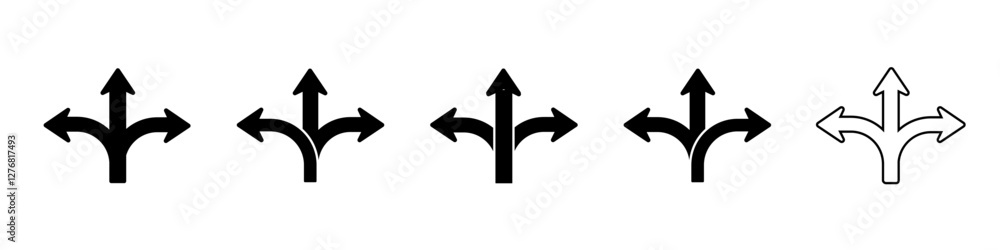 Poster set of black arrows icons. curves pointer, turn to the side. direction right left down up.geometric 