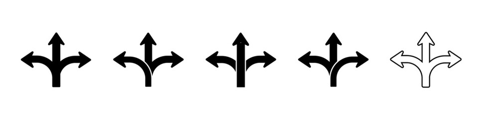 Set of black arrows icons. Curves pointer, turn to the side. Direction right left down up.Geometric abstract arrows of different shapes. Movement orientation. vector illustration.	